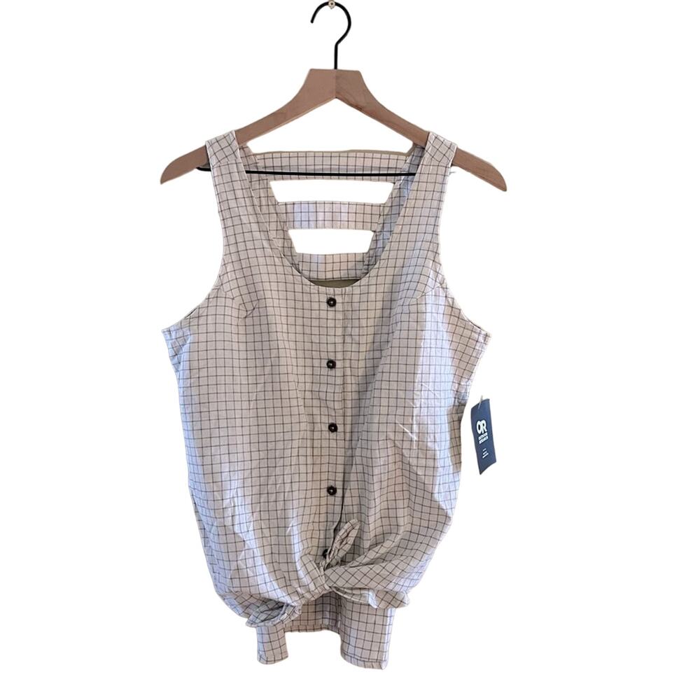NWT OUTDOOR RESEARCH plaid tie front sleeveless gorpcore cottagecore blouse M - Picture 1 of 4